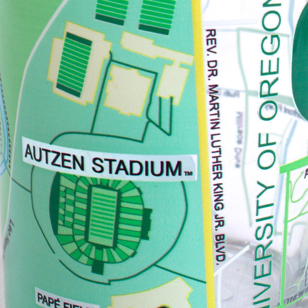 Autzen Lab Glass RFSJ 14oz Rocks Glass Map of Pilgrimage to Autzen Glass