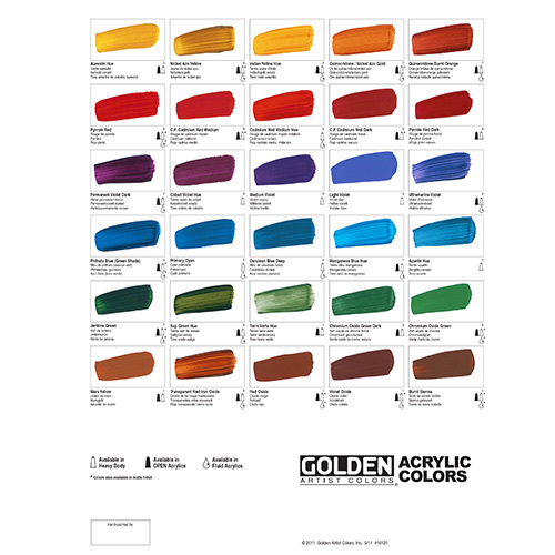 Golden Acrylics Color Chart