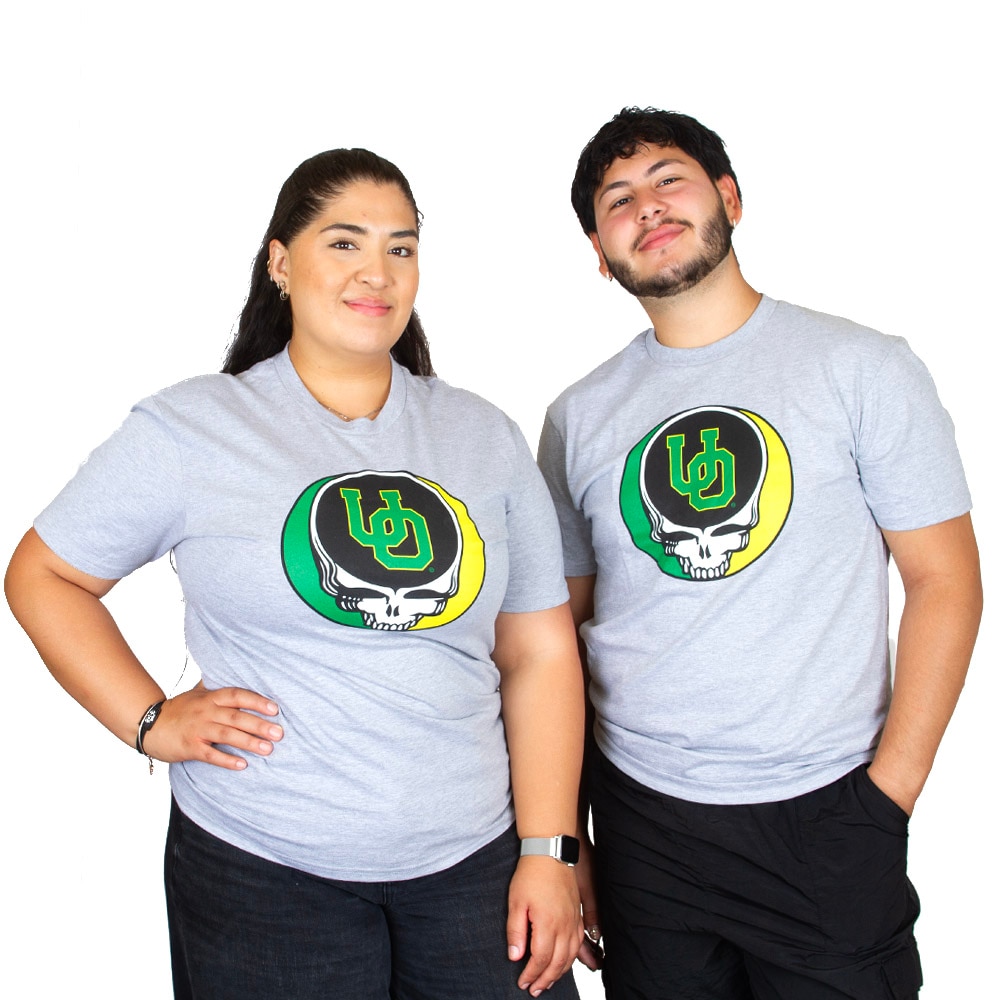Grey Class Trip Cotton Crew Grateful Dead 25 Green & Yellow Interlocking UO & Steal ur Face T-Shirt
