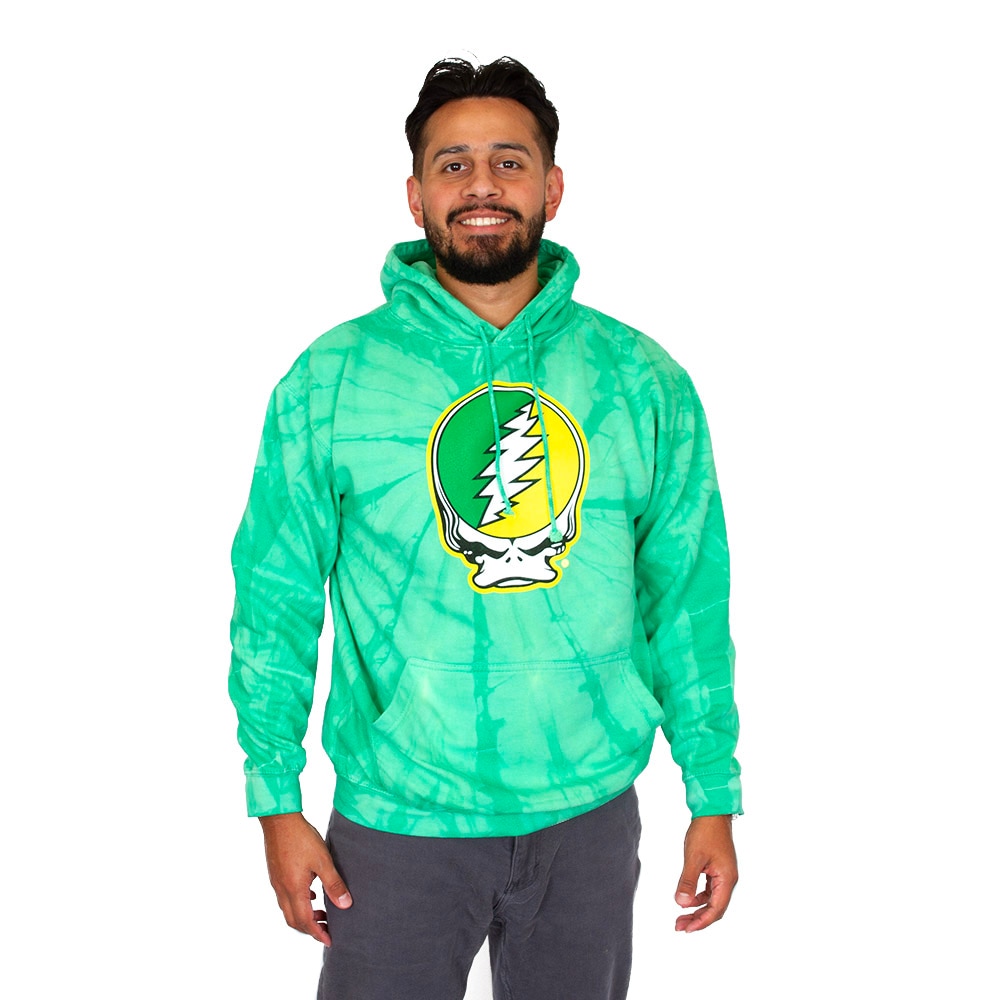 Tie Dye Class Trip Cotton Fleece Grateful Dead 26 Green & Yellow Steal ur Face Hoodie