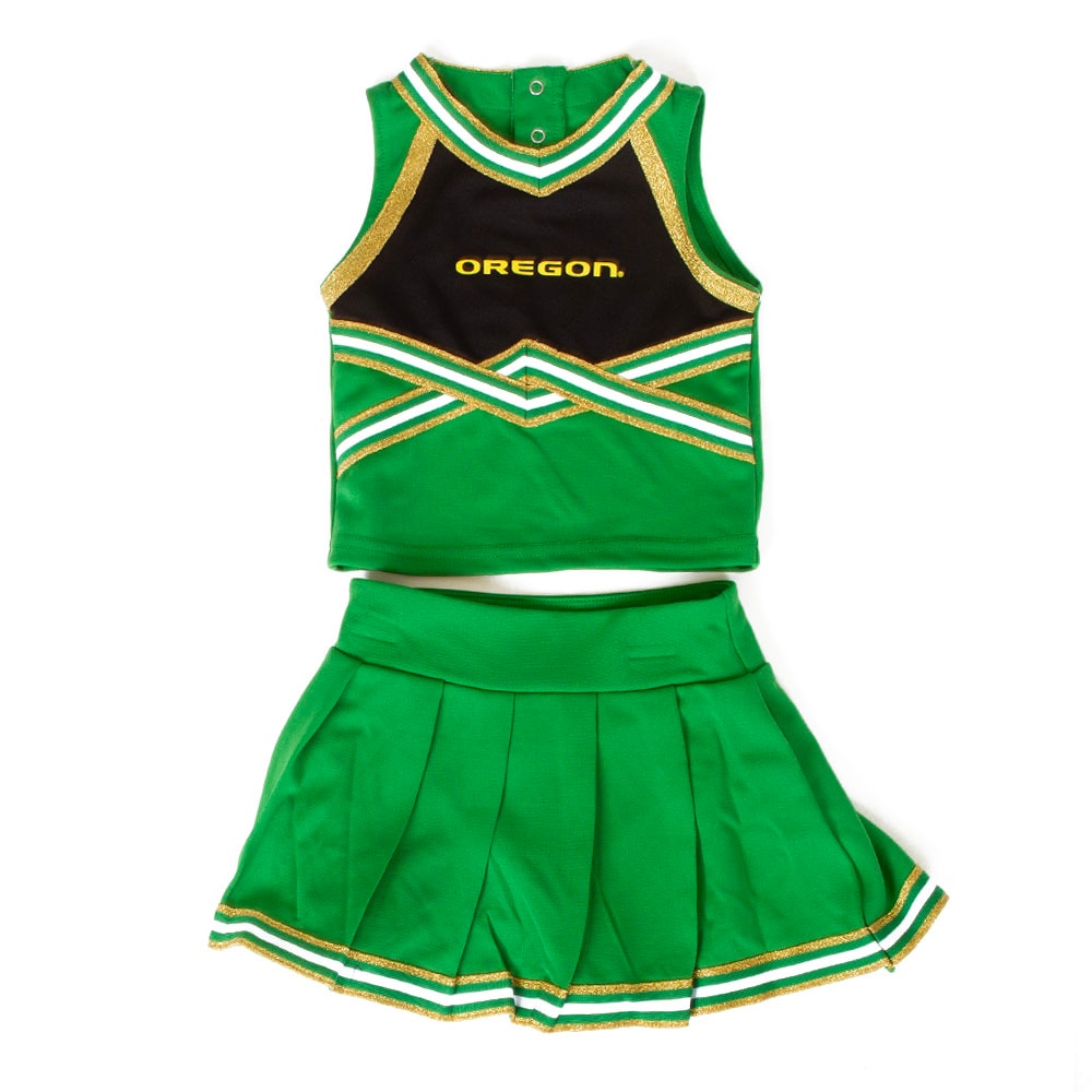 Toddler Green and White Colosseum Oregon Cheer Set