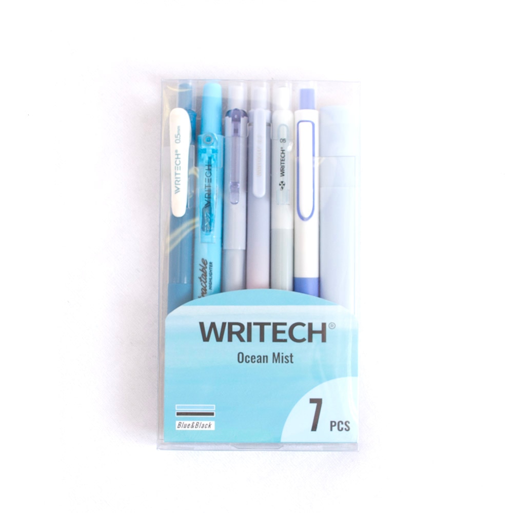 Writech 7Piece Journaling Kit (5 Gel Pens/2 Highlighters) Ocean Mist